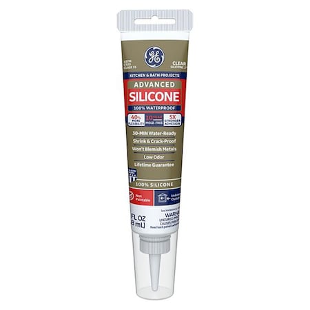 Silicone Ii 2.8 oz GE Advanced Kitchen & Bath Caulk Sealant Clear, 12PK 1023381